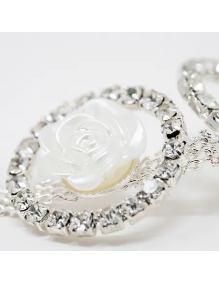 PASSAMANERIA GIOIELLO CON ROSE MADRE PERLA CC1