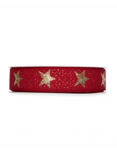 Nastro natalizio con stelle 2,5cm 4766-025