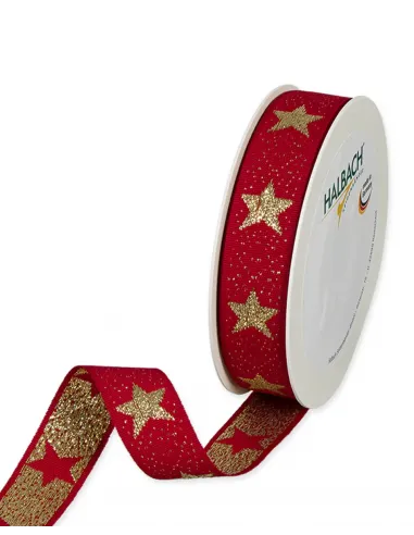 Nastro natalizio con stelle 2,5cm 4766-025