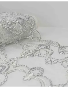 PIZZO TULLE CON PIETRE 34.5 CM KB9501-45